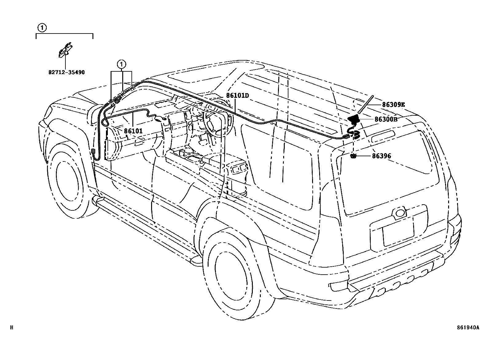 Toyota HILUX antenna EPC diagram — 861940A