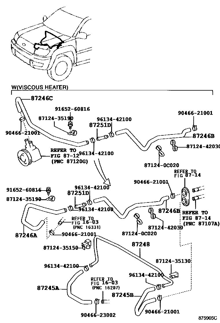Toyota HILUX 暖风和空调系统 - 水管 EPC diagram — 875905C