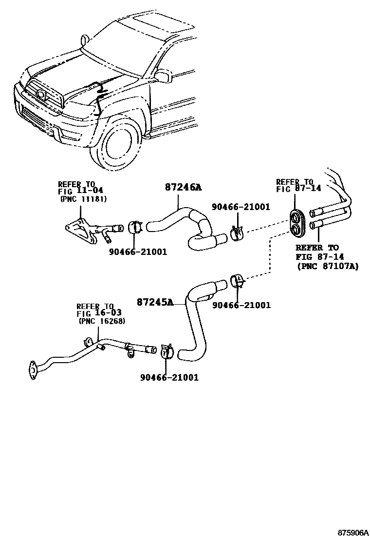Toyota HILUX 暖风和空调系统 - 水管 EPC diagram — 875906A