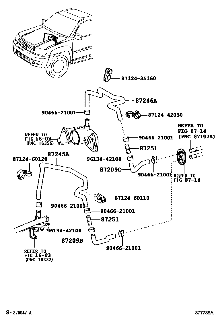 Toyota HILUX 暖风和空调系统 - 水管 EPC diagram — 877789A