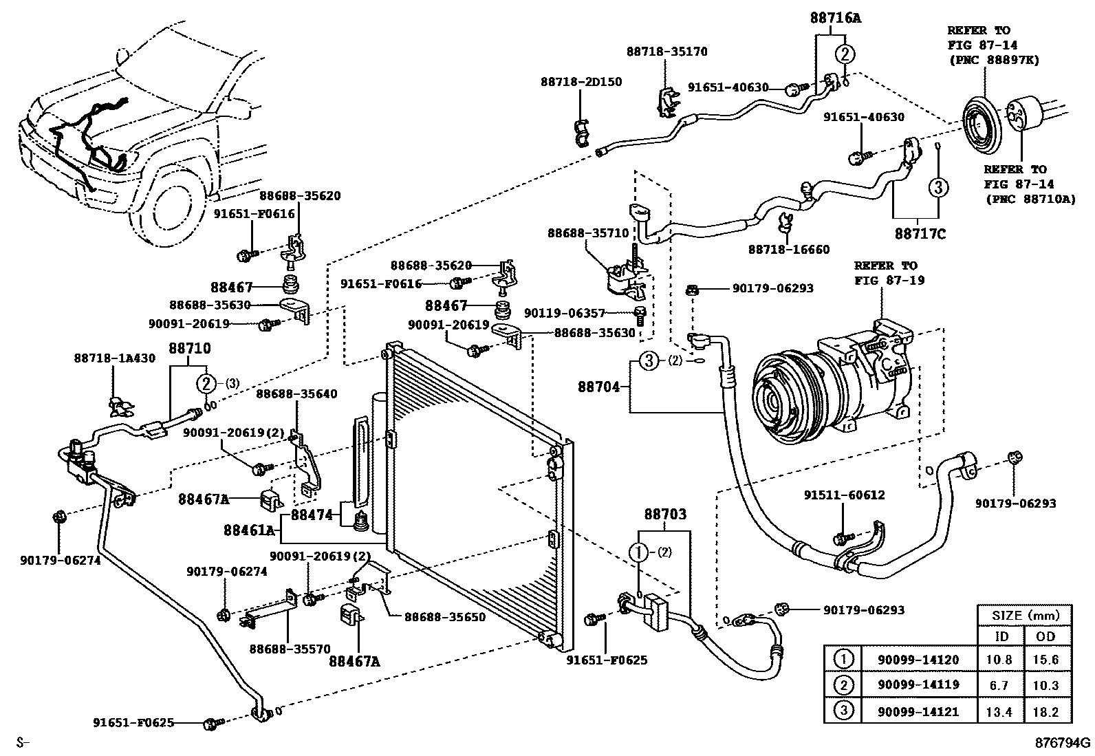Toyota HILUX Heating & Air Conditioning - Cooler Piping EPC diagram — 876794G
