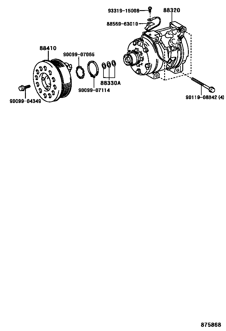 Toyota HILUX Heating & Air Conditioning - Compressor EPC diagram — 875868