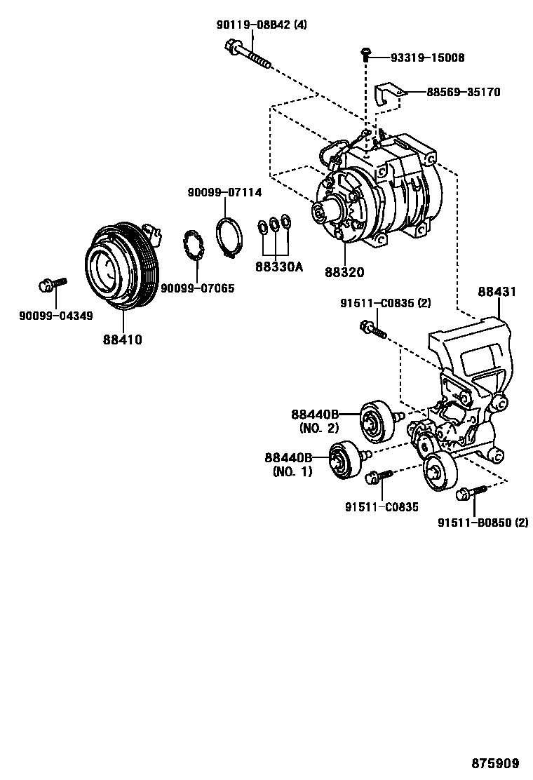 Toyota HILUX Heating & Air Conditioning - Compressor EPC diagram — 875909