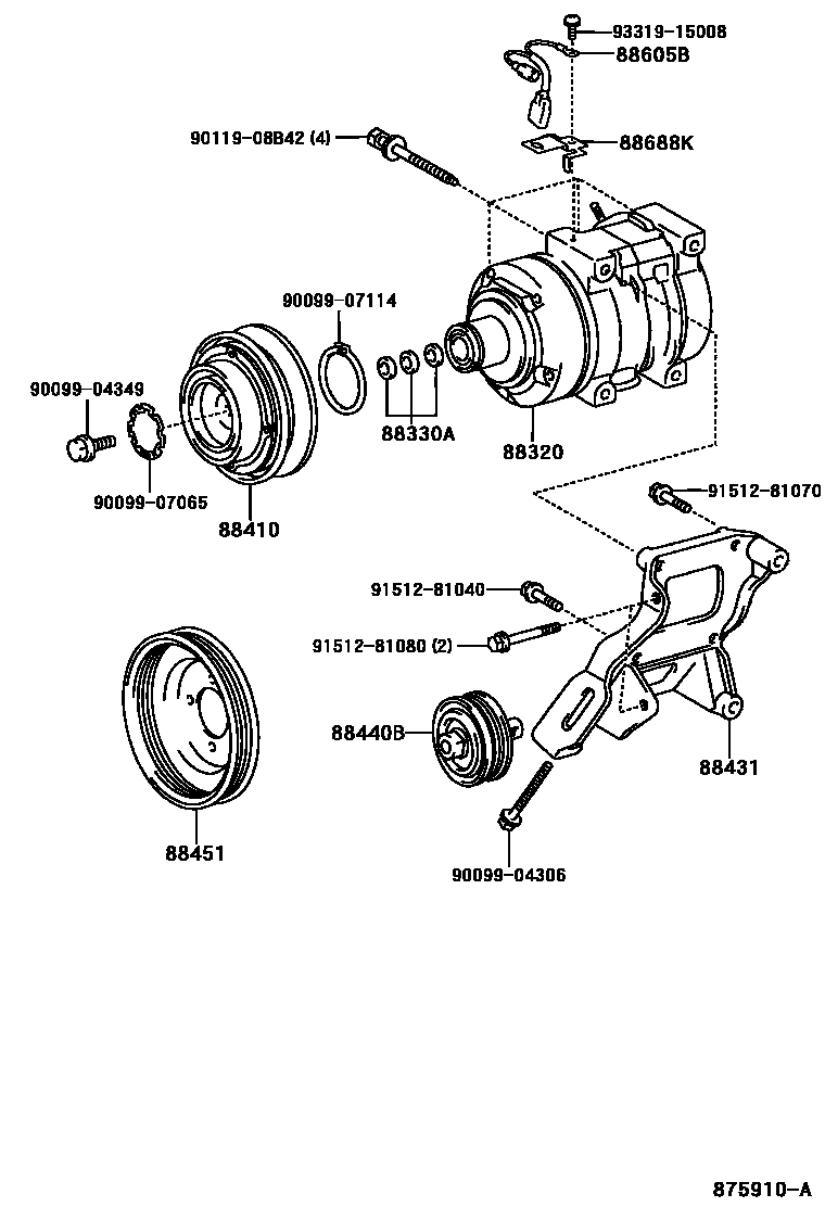 Toyota HILUX Heating & Air Conditioning - Compressor EPC diagram — 875910A