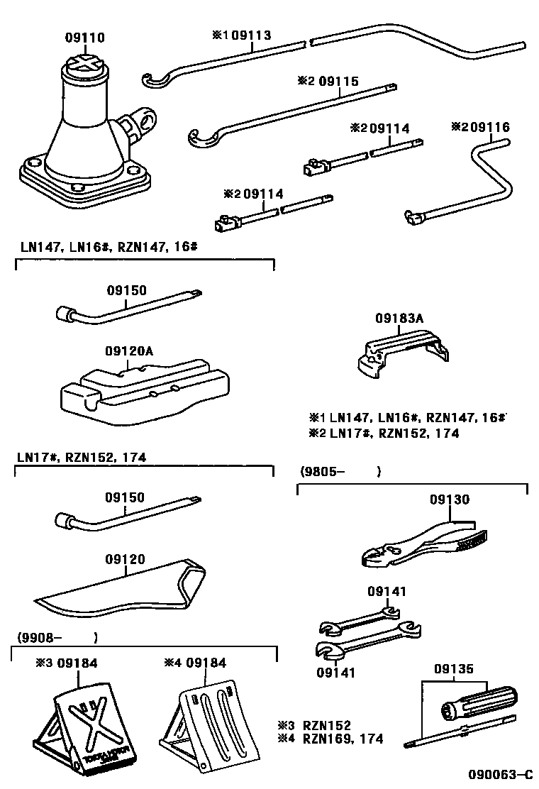 Toyota HILUX Standard Tools EPC diagram — 090063C