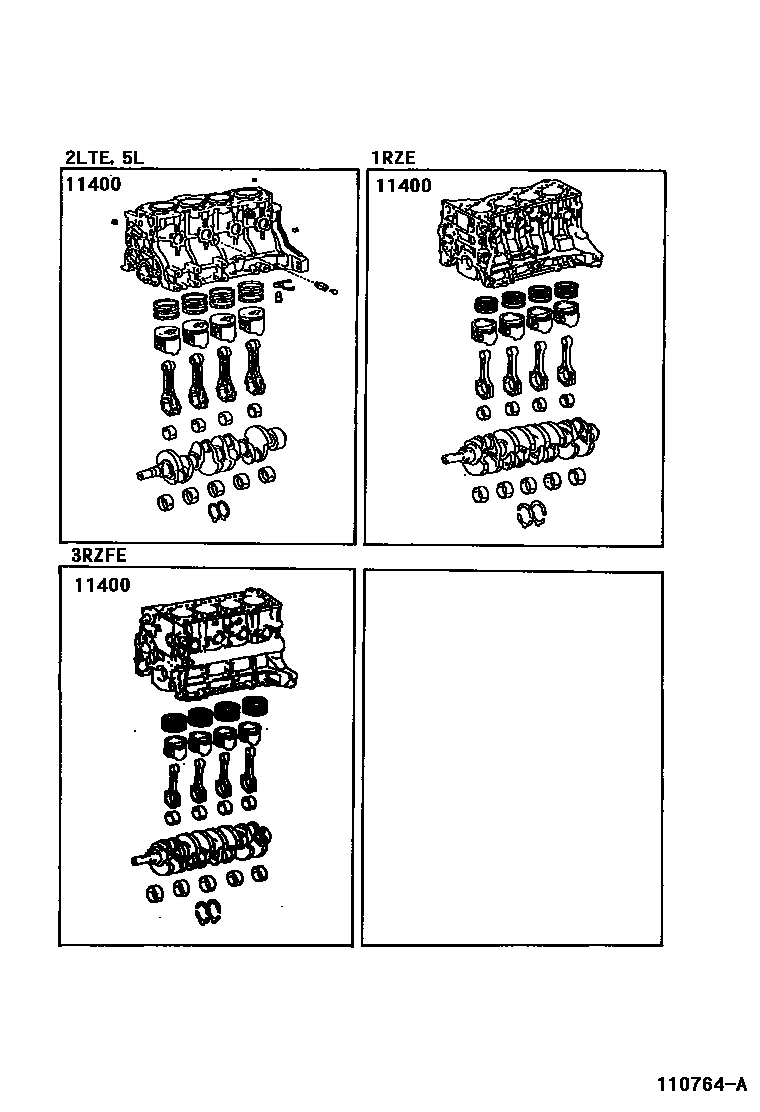Toyota HILUX Short Block Assembly EPC diagram — 110764A