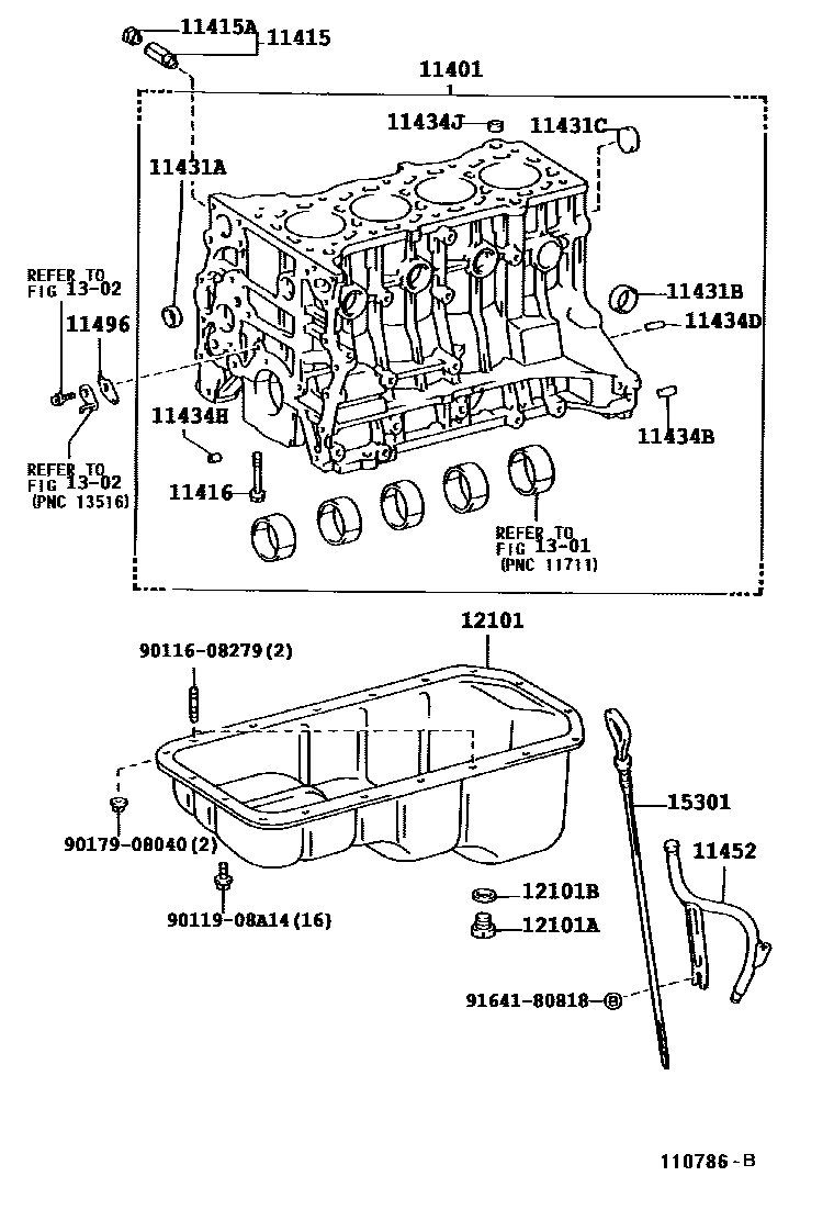 Toyota HILUX Cylinder Block EPC diagram — 110786B