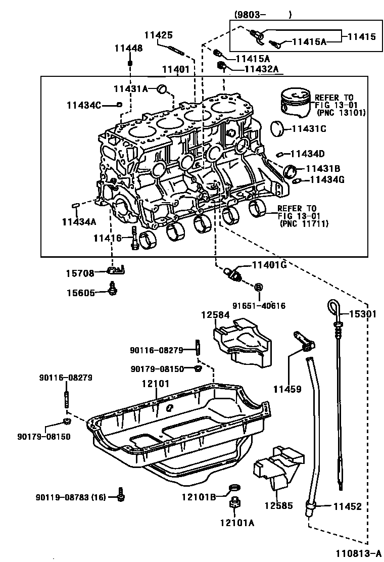 Toyota HILUX Cylinder Block EPC diagram — 110813A