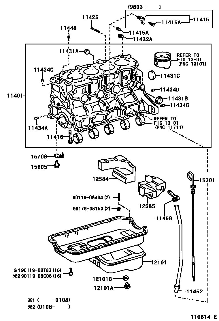 Toyota HILUX Cylinder Block EPC diagram — 110814E
