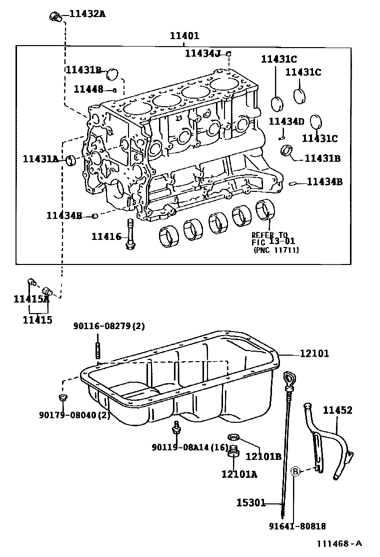 Toyota HILUX Cylinder Block EPC diagram — 111468A