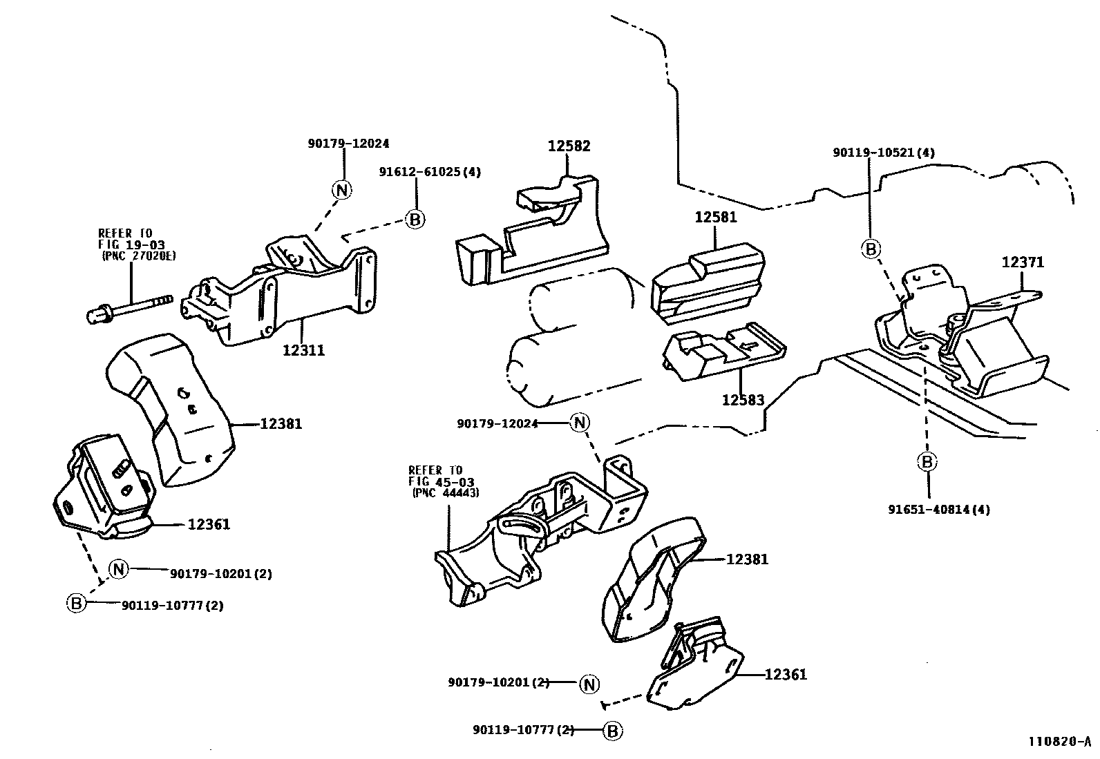 Toyota HILUX Engine Mounting EPC diagram — 110820A