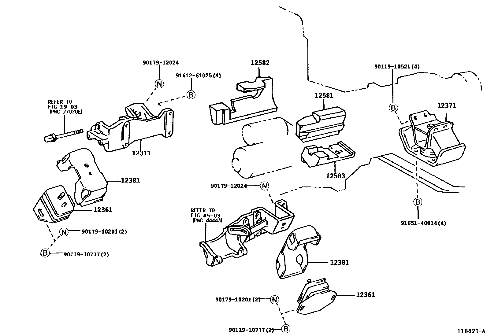 Toyota HILUX Engine Mounting EPC diagram — 110821A
