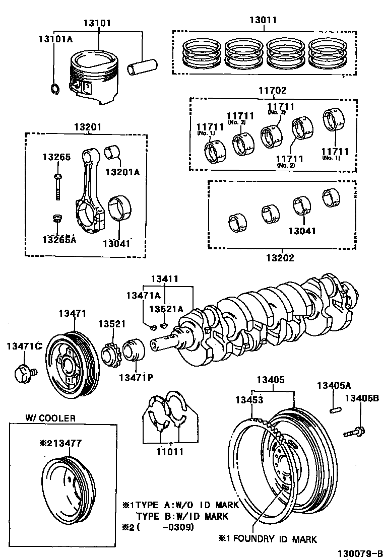 Toyota HILUX Crankshaft & Piston EPC diagram — 130079B
