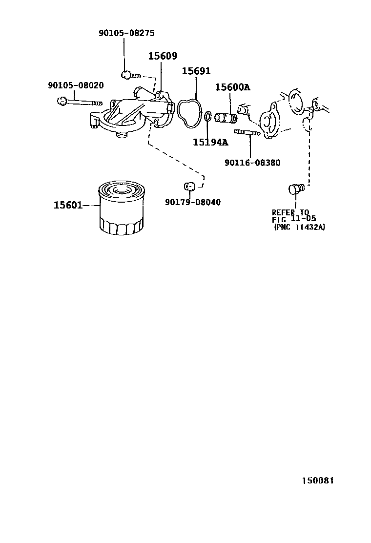 Toyota HILUX Oil Filter EPC diagram — 150081