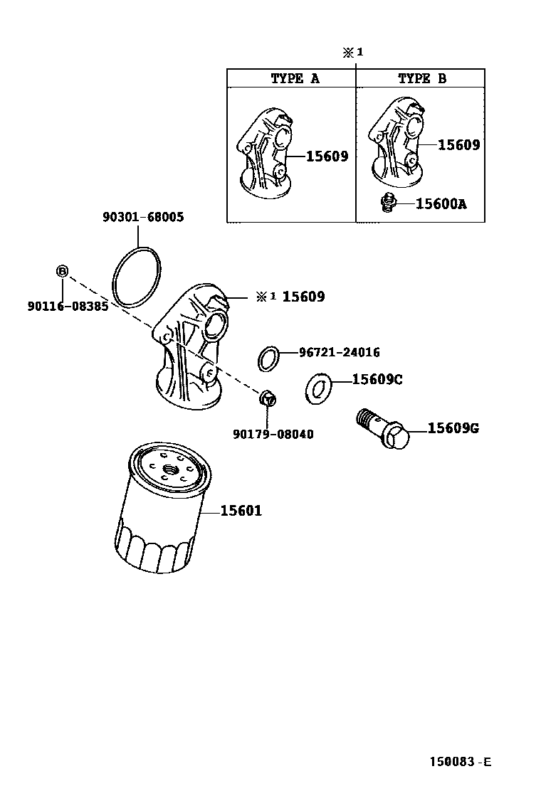 Toyota HILUX Oil Filter EPC diagram — 150083E