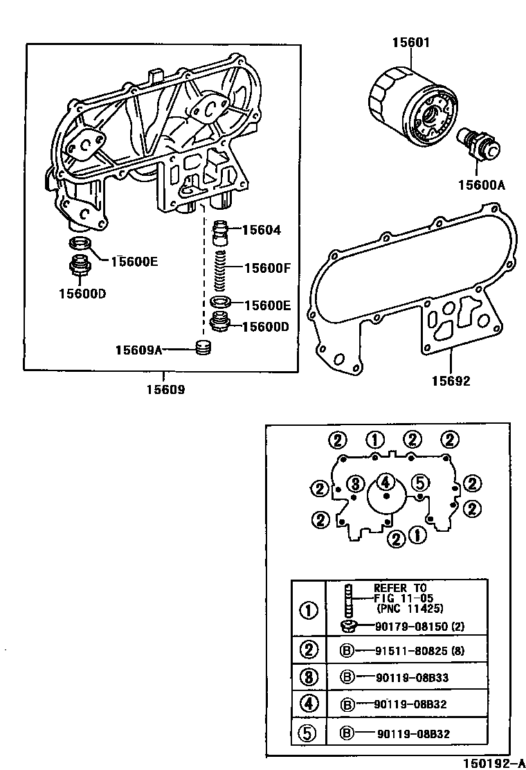 Toyota HILUX Oil Filter EPC diagram — 150192A