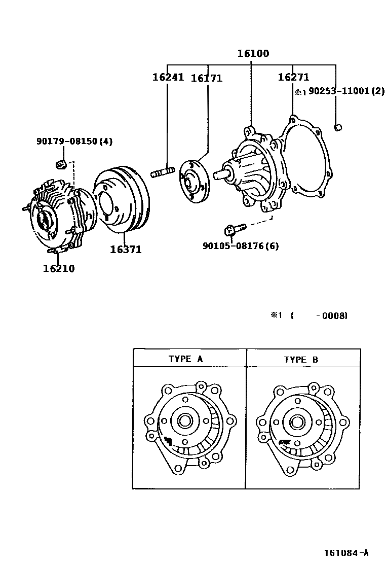 Toyota HILUX Water Pump EPC diagram — 161084A