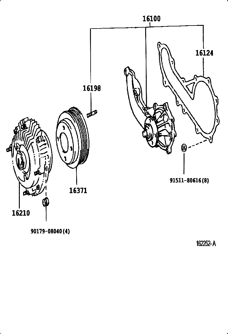 Toyota HILUX Water Pump EPC diagram — 162252A