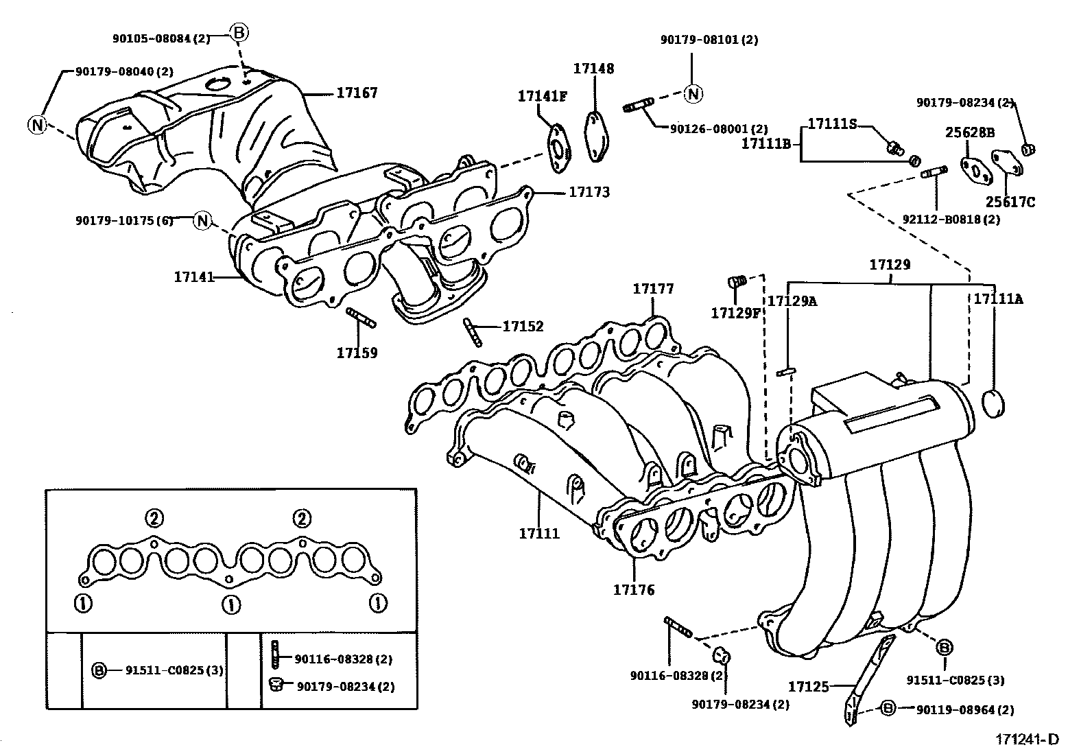 Toyota HILUX Manifold EPC diagram — 171241D