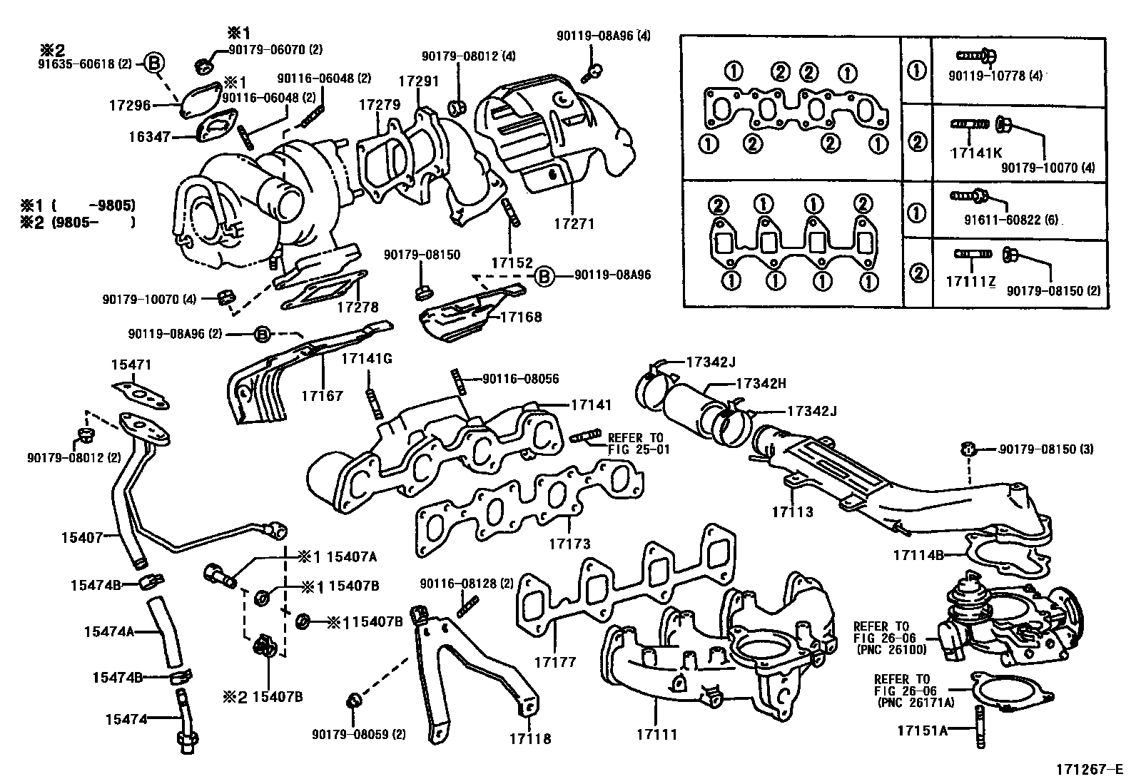 Toyota HILUX Manifold EPC diagram — 171267E