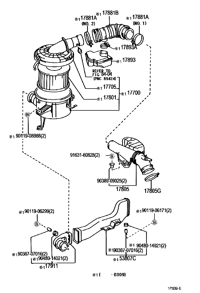 Toyota HILUX Air Cleaner EPC diagram — 171232E