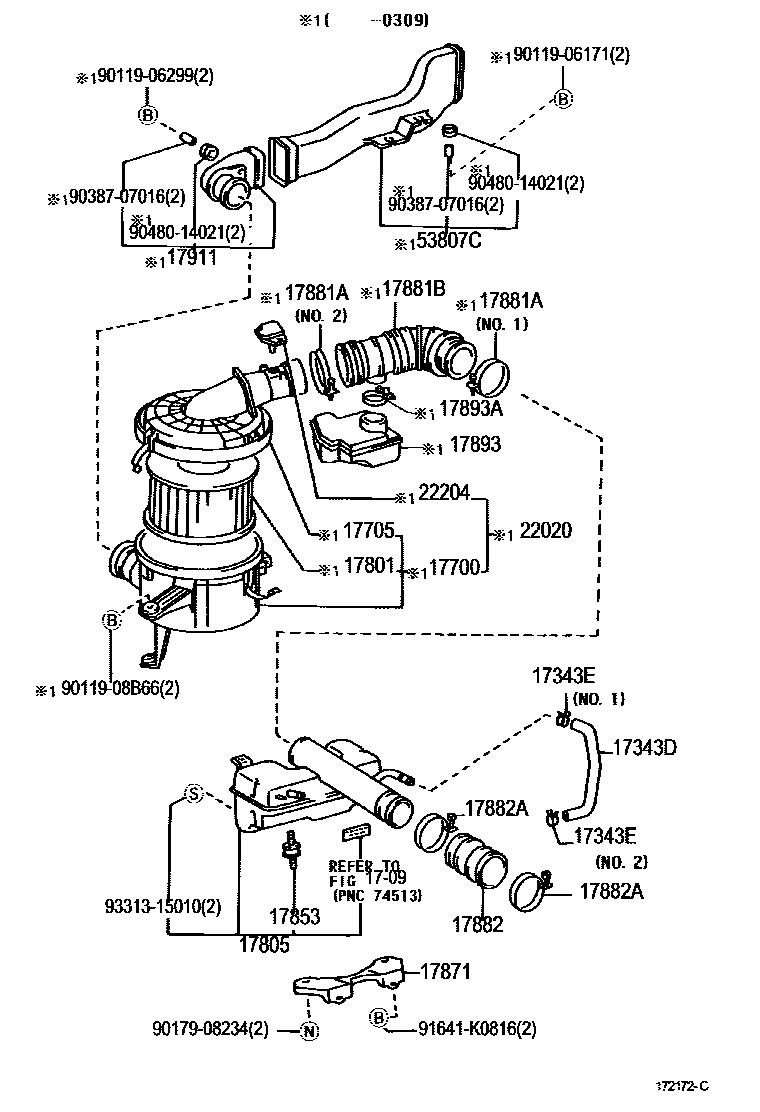 Toyota HILUX Air Cleaner EPC diagram — 172172C