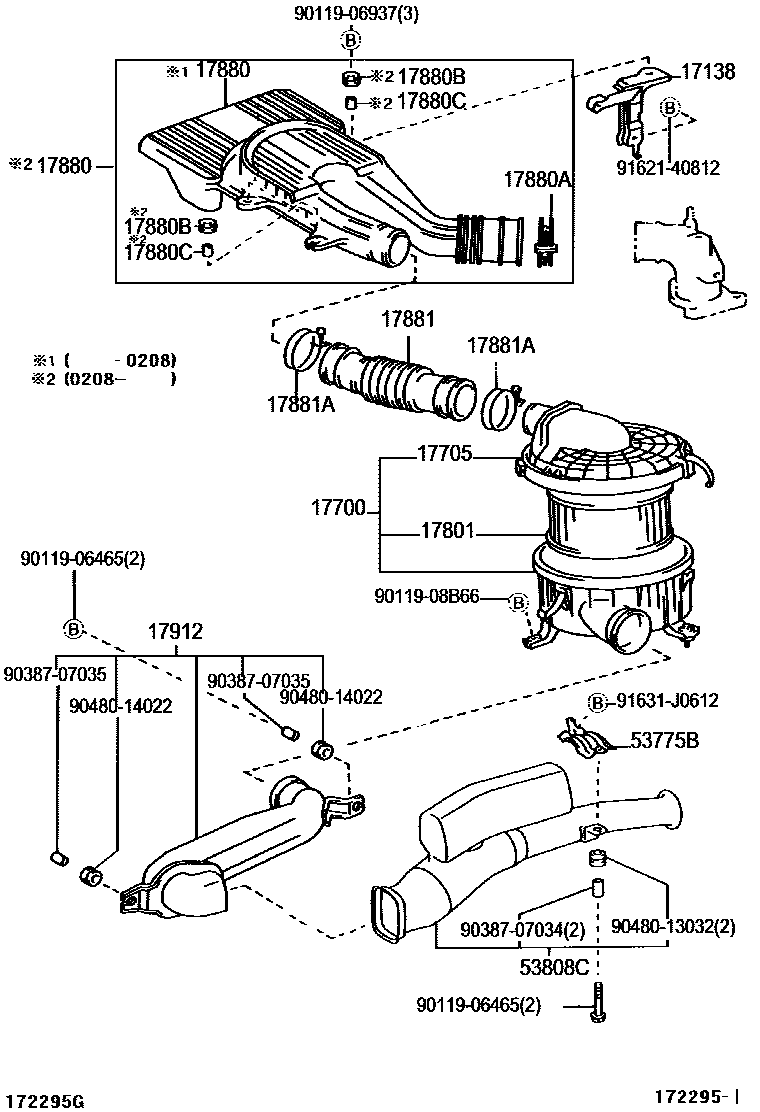 Toyota HILUX Air Cleaner EPC diagram — 172295I