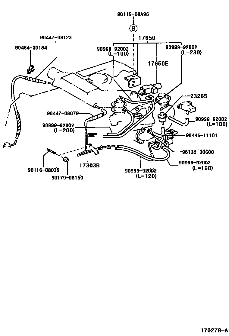 Toyota HILUX vacuum tube EPC diagram — 170278A