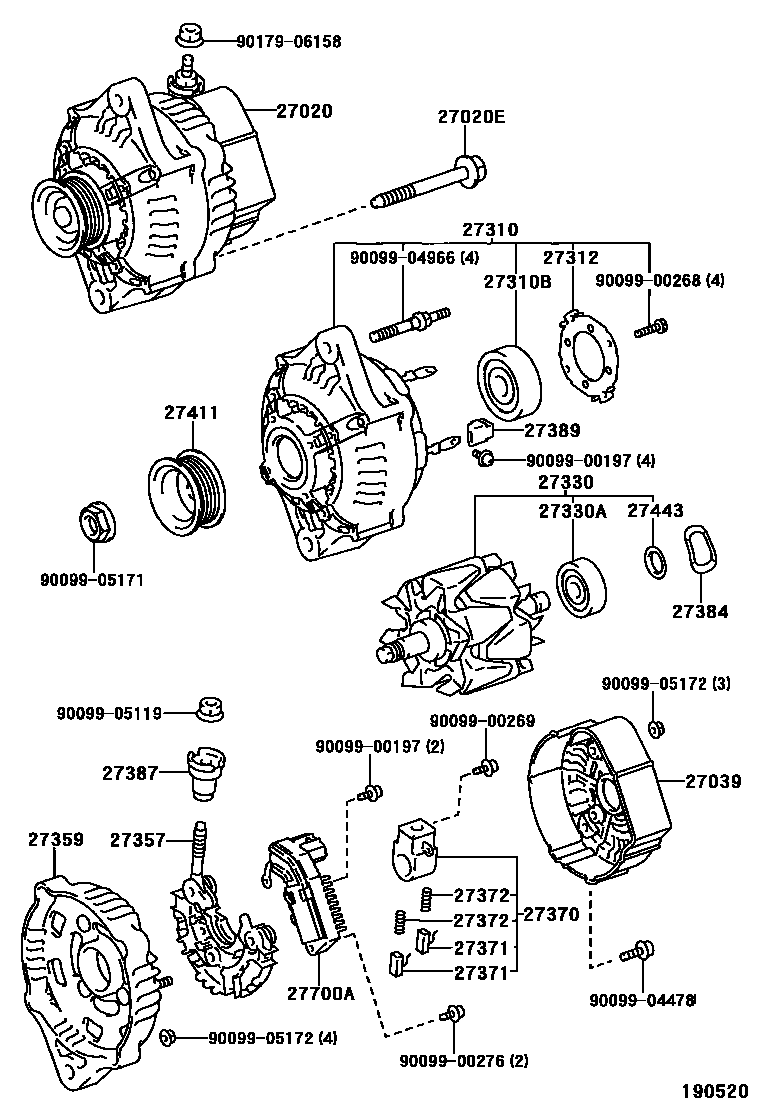 Toyota HILUX Alternator EPC diagram — 190520