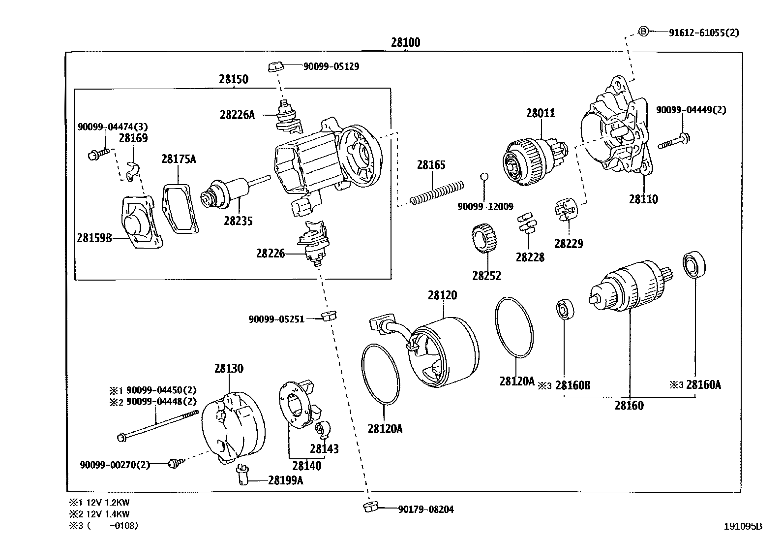 Toyota HILUX 起动机 EPC diagram — 191095B