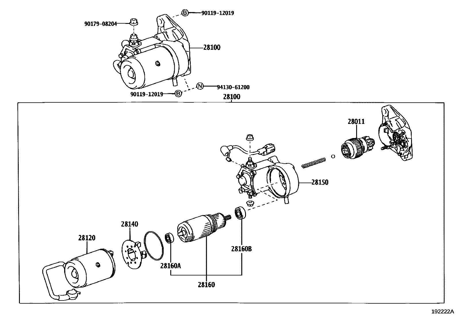 Toyota HILUX 起动机 EPC diagram — 192222A