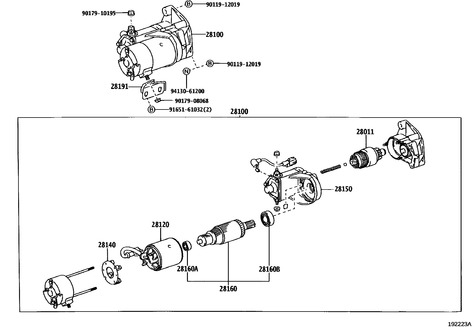 Toyota HILUX 起动机 EPC diagram — 192223A