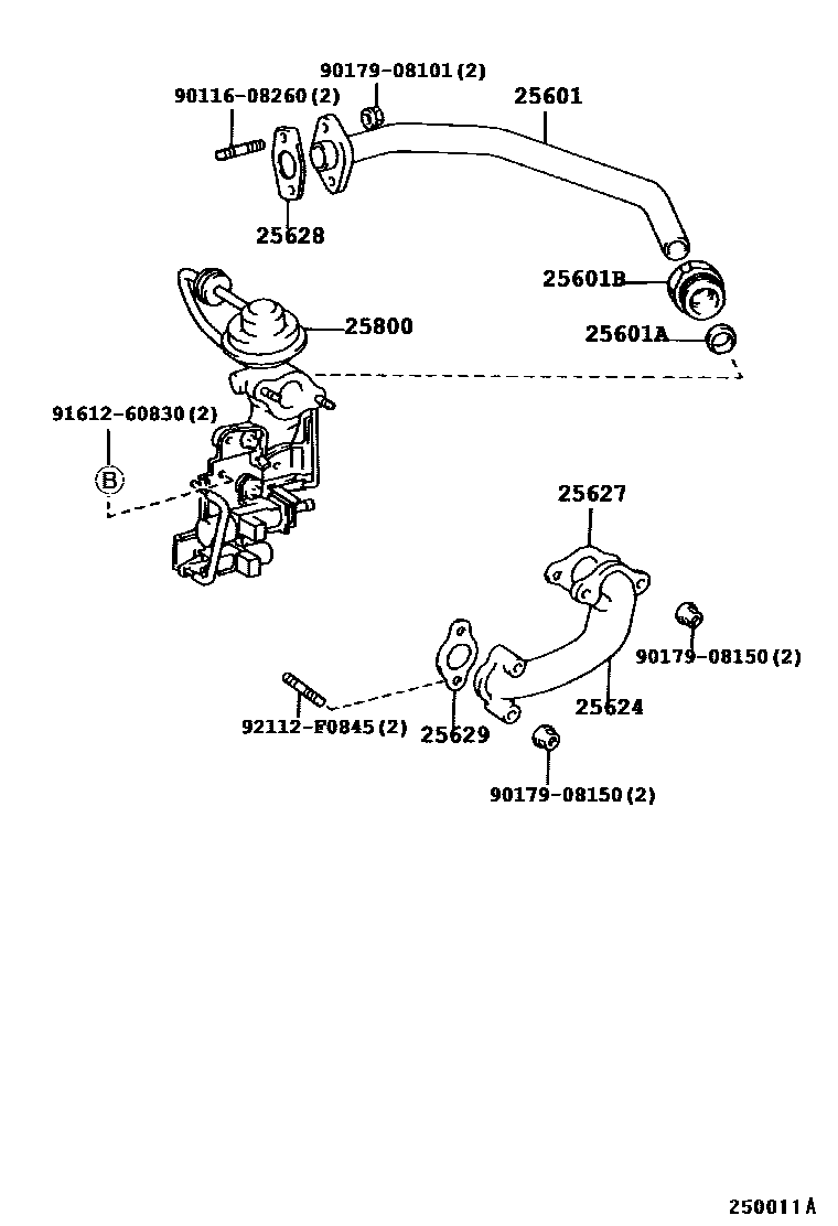 Toyota HILUX 废气再循环系统 EPC diagram — 250011A