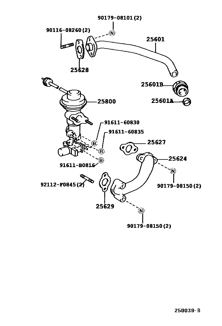 Toyota HILUX 废气再循环系统 EPC diagram — 250039B