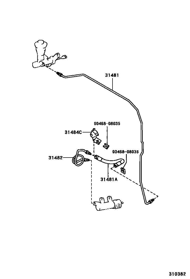 Toyota HILUX 离合器踏板和挠性软管 EPC diagram — 310382