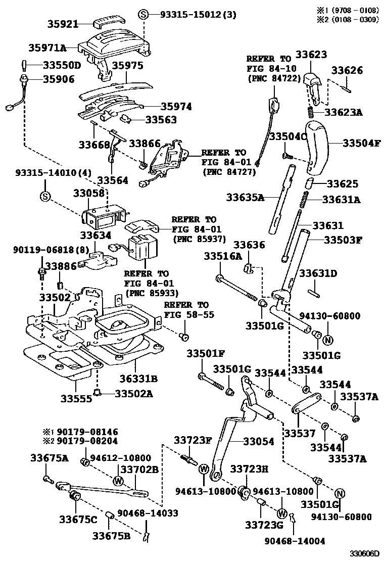 Toyota HILUX Shift Lever & Retainer EPC diagram — 330606D