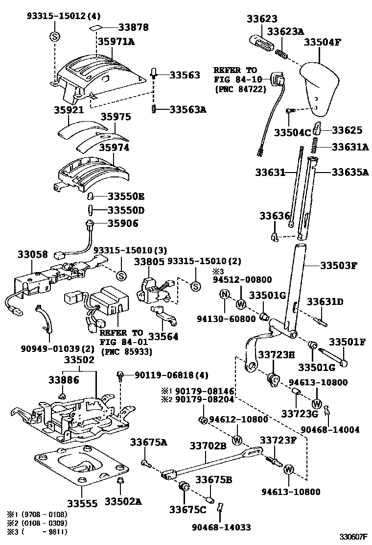 Toyota HILUX Shift Lever & Retainer EPC diagram — 330607F