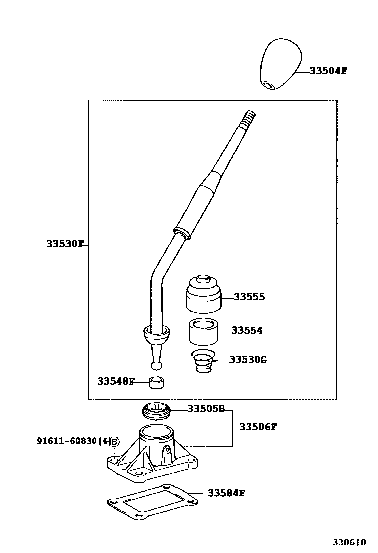 Toyota HILUX Shift Lever & Retainer EPC diagram — 330610A