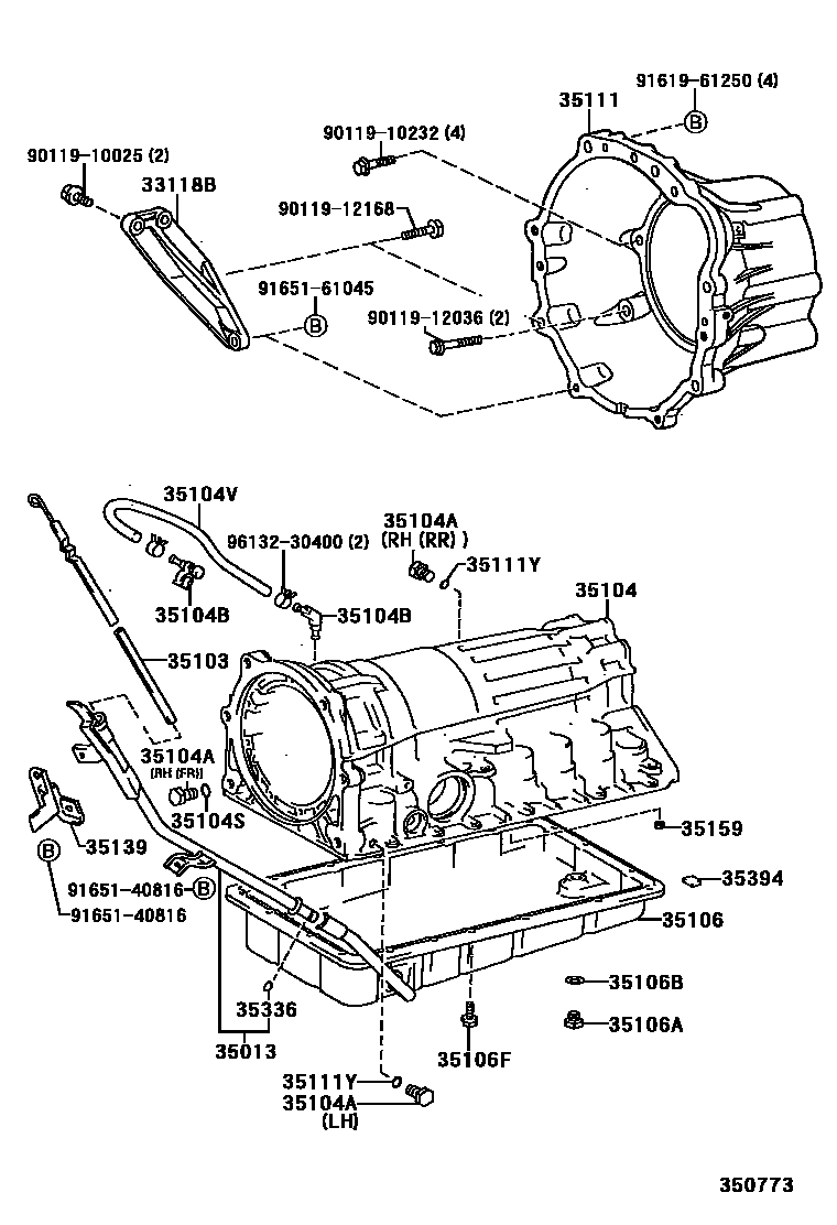 Toyota HILUX 变速器壳和油底壳(ATM) EPC diagram — 350773