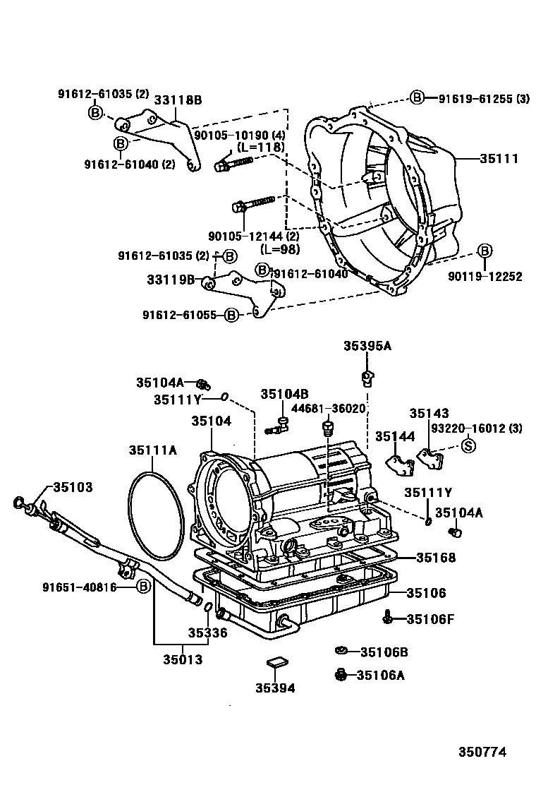 Toyota HILUX 变速器壳和油底壳(ATM) EPC diagram — 350774