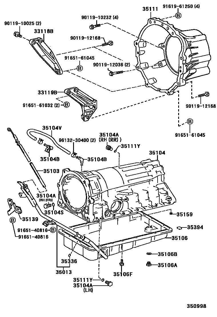 Toyota HILUX 变速器壳和油底壳(ATM) EPC diagram — 350998