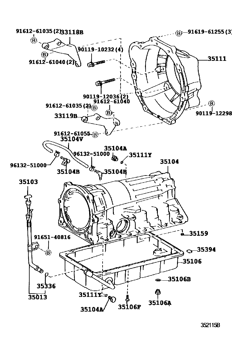 Toyota HILUX 变速器壳和油底壳(ATM) EPC diagram — 352115B