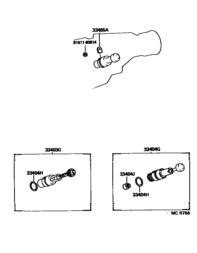 Toyota HILUX 速度表从动齿轮(ATM) EPC diagram — MCR756