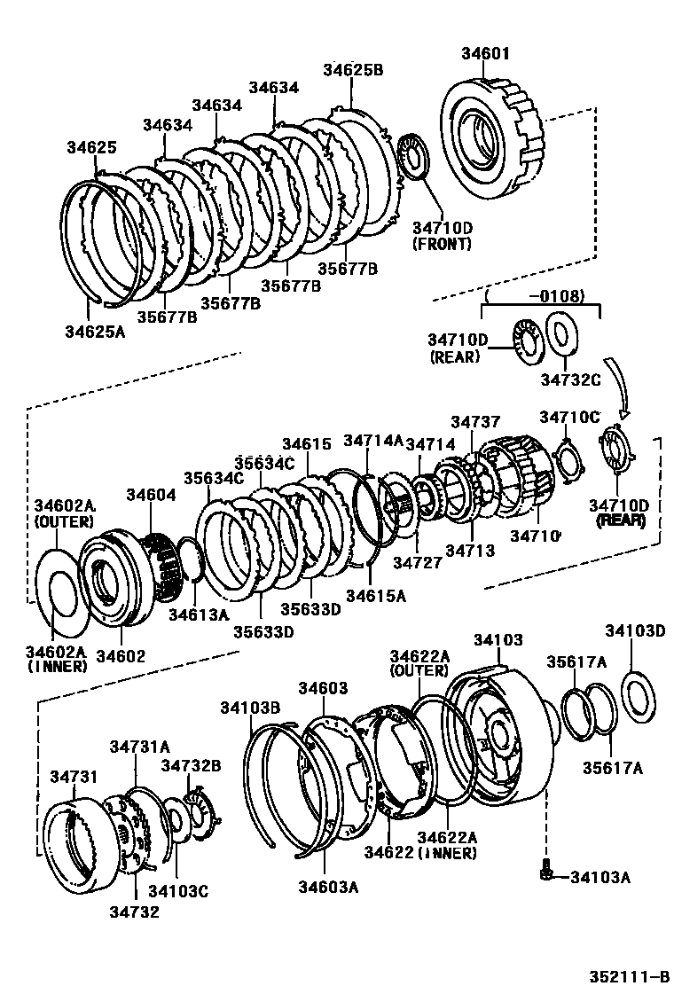 Toyota HILUX 超速档齿轮(ATM) EPC diagram — 352111B