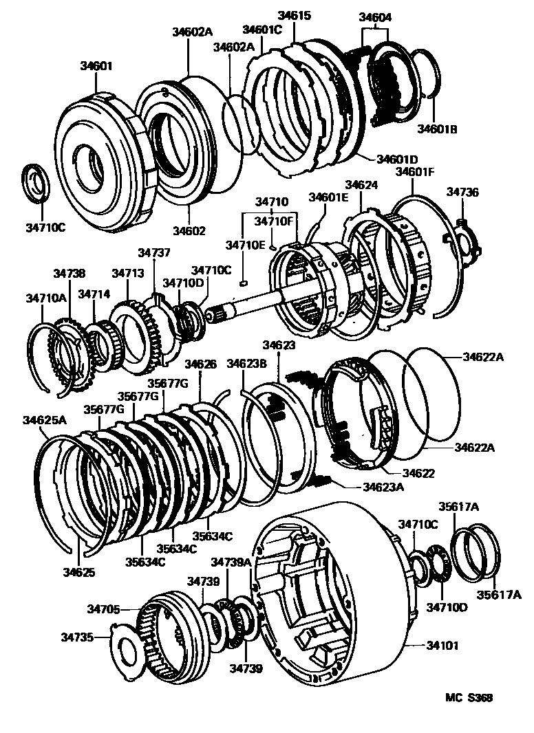 Toyota HILUX 超速档齿轮(ATM) EPC diagram — MCS368