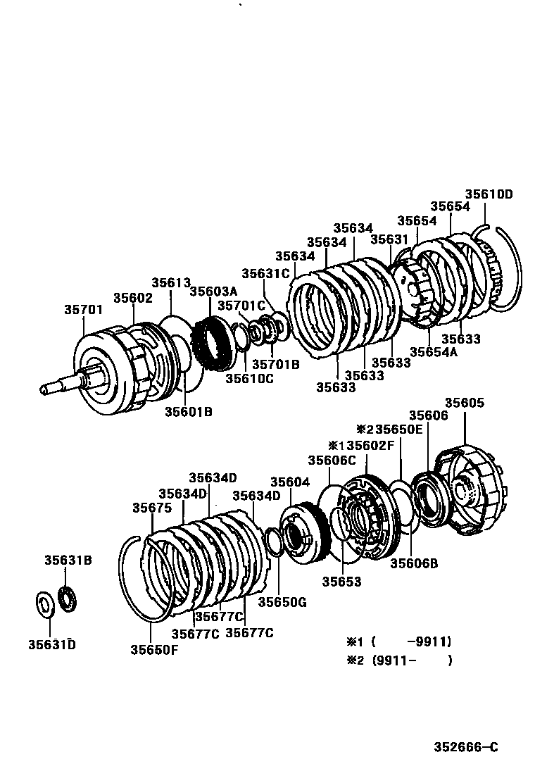 Toyota HILUX 制动带和多片式离合器(ATM) EPC diagram — 352666C