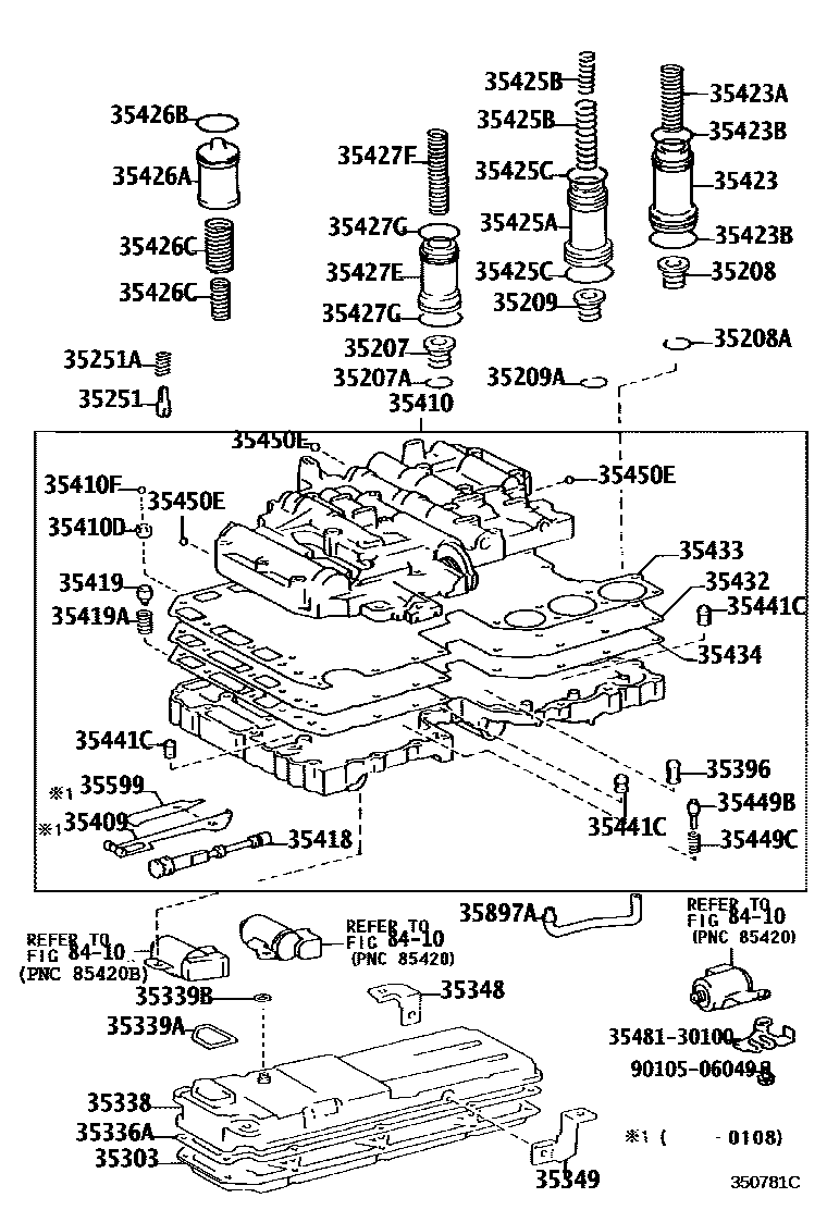 Toyota HILUX 阀体和滤油网(ATM) EPC diagram — 350781C