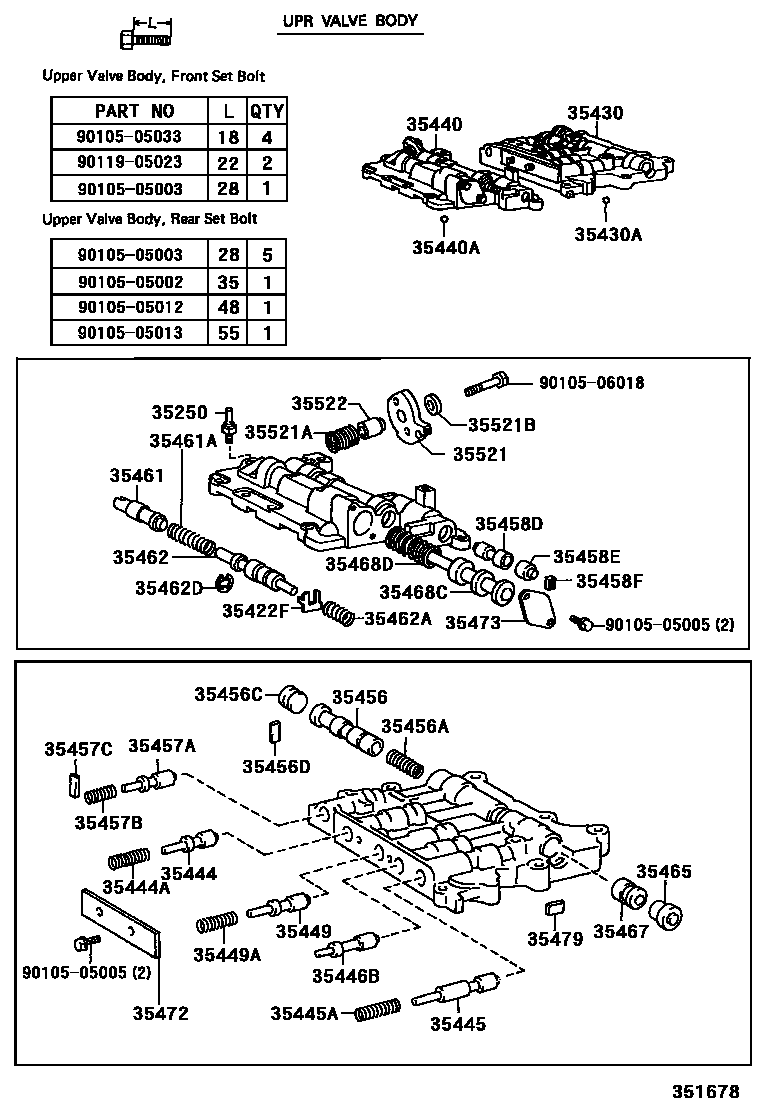 Toyota HILUX 阀体和滤油网(ATM) EPC diagram — 351678