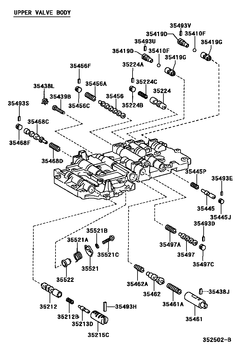 Toyota HILUX 阀体和滤油网(ATM) EPC diagram — 352502B