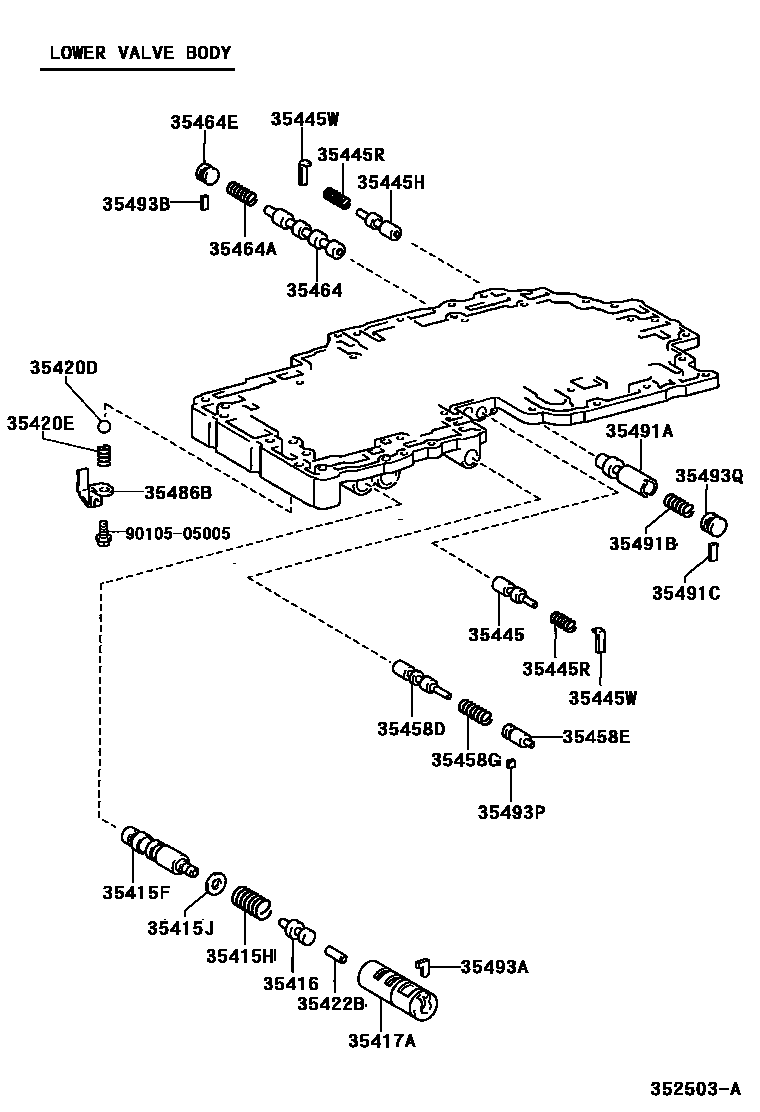 Toyota HILUX 阀体和滤油网(ATM) EPC diagram — 352503A
